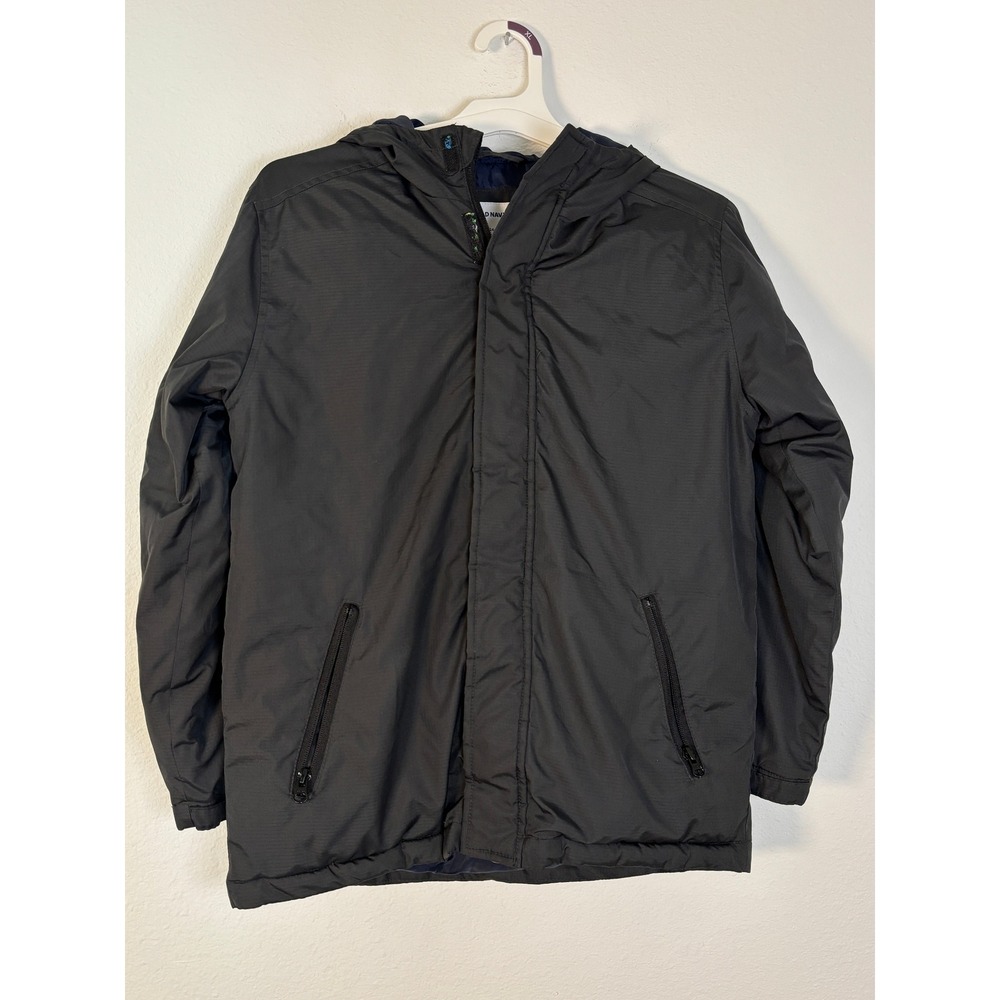 Old Navy Boys XL 14-16 Black Hooded Puffer Jacket Quilted Zip Up Winter Coat